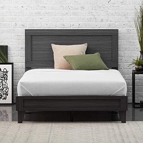 Edenbrook Delta Full Bed Frame with Headboard – No Box Spring Needed – Compatible with All Mattress Types – Wood Slat Support – Full Size Wood Platform Bed Frame – Burnt Driftwood