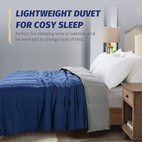 Cosybay Down Alternative Comforter (Blue/Grey, Queen) - All Season Soft Quilted Queen Size Bed Comforter -Reversible Lightweight Duvet Insert with Corner Tabs -Winter Summer Warm Fluffy, 88x92inches