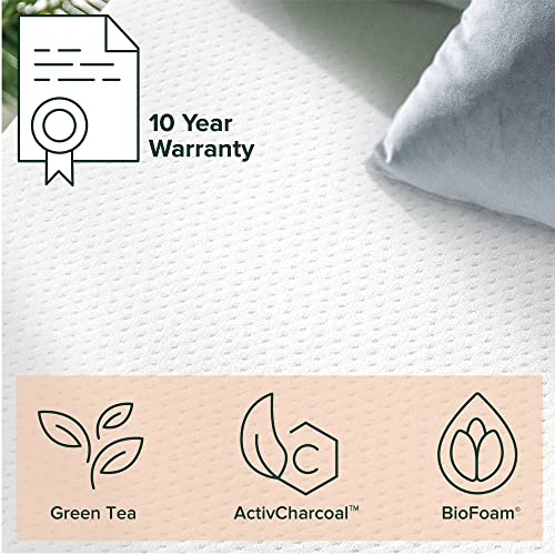 Zinus 8 Inch Green Tea Memory Foam Mattress / CertiPUR-US Certified / Bed-in-a-Box / Pressure Relieving, Full, White
