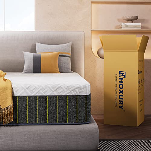 HOXURY Full Size Mattress, 12 Inch Memory Foam Mattress with Innerspring Hybrid Mattress in a Box, Motion Isolation & Pressure Relief & Medium Firm & Supportive, 100-Night Trial 10-Year Support