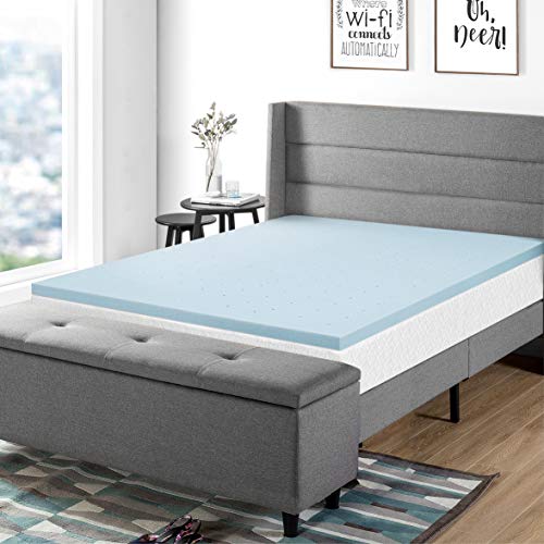 Best Price Mattress 1.5 Inch Ventilated Memory Foam Mattress Topper, Cooling Gel Infusion, CertiPUR-US Certified, King, Blue
