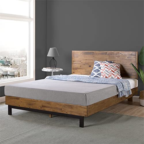 ZINUS Tricia Wood Platform Bed Frame with Adjustable Headboard / Wood Slat Support with No Box Spring Needed / Easy Assembly, Queen