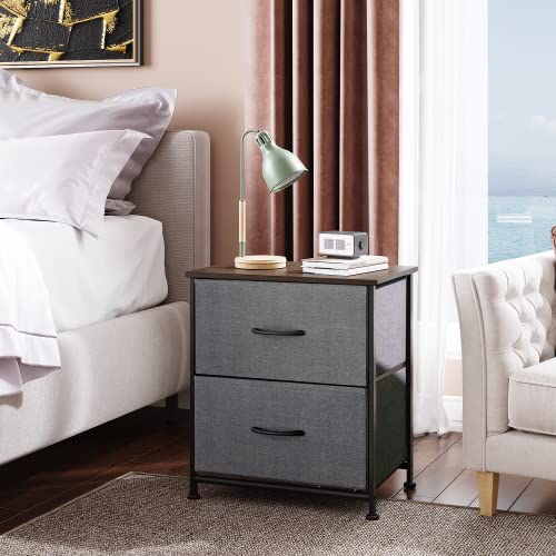 WLIVE Nightstand, 2 Drawer Dresser for Bedroom, Small Dresser with 2 D WLIVE Nightstand, 2 Drawer Dresser for Bedroom, Small Dresser with 2 D