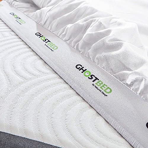 GhostBed Split King Cooling Supima Cotton and Tencel Luxury Sheet Set - Wrinkle Resistant with Deep Pockets, 7 Piece, White