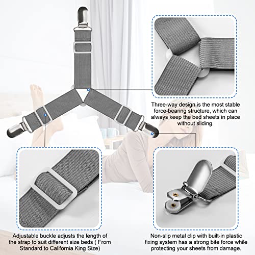 Bed Sheet Straps, 4Pcs Sheet Fastener, Easy to Install Bed Sheet