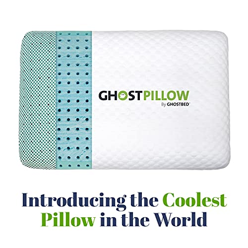 GhostBed Memory Foam Pillow - Cooling & Contouring Gel Memory Foam with Ergonomic Design & Patented Cooling Layer, 1 Pack