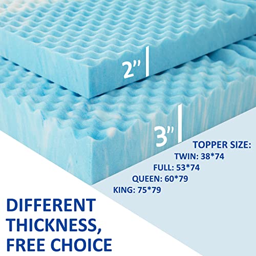 SINWEEK 2 Inch Mattress Topper 5-Zone Memory Foam Mattress Topper Pressure Relieve Soft Mattress Pad, CertiPUR-US Certified, Twin Size