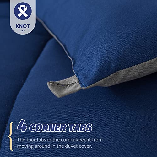 Cosybay Down Alternative Comforter (Blue/Grey, Queen) - All Season Soft Quilted Queen Size Bed Comforter -Reversible Lightweight Duvet Insert with Corner Tabs -Winter Summer Warm Fluffy, 88x92inches
