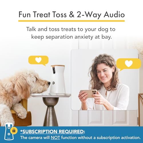 Furbo 360° Dog Camera w/Subscription [Premium Safety Package, 2023] Smart Camera Designed for Dogs, 360° View, Tracking, Treat toss, Barking Detection, Home Emergency alerts. Subscription Required