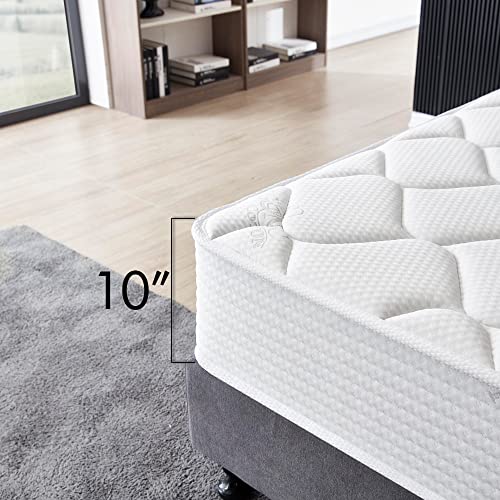 Queen Size Mattress - 10 Inch Cool Memory Foam & Spring Hybrid Mattress with Breathable Cover - Comfort Tight Top - Rolled in a Box - Oliver & Smith