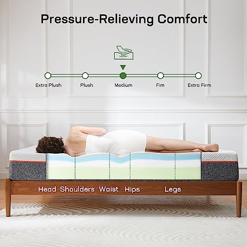Marsail Full Size Mattress, 10-inch Gel Memory Foam Mattress, Medium-Firm Full Size Mattress in a Box for Pressure Relief & Support, Breathable Cooling Full Mattress with Zippered Cover