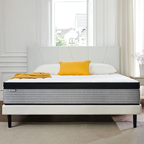 S SECRETLAND King Mattress, 14 Inch Hybrid Memory Foam Mattress and Individual Pocket Springs,King Bed in a Box with Pressure Relief and Cooler Cover,Medium Softer King Size