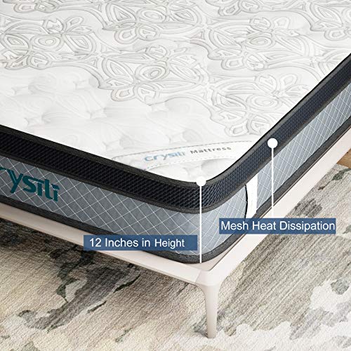 Crystli Full Mattresses 12 inch Memory Foam Mattress Full Size Hybrid Mattress Medium Firm Bed Mattress in a Box with CertiPUR-US Foam 100-Night Trial 10 Years Warranty