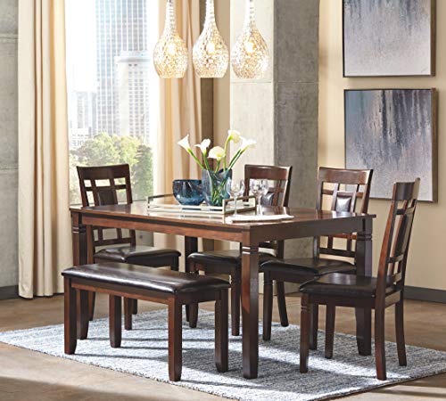 Signature Design by Ashley Bennox Dining Room Set, Includes Table, 4 18" Chairs & Bench, Brown