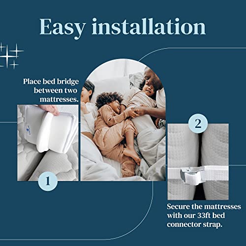 EPHEDORA 10 Extra Wide Bed Bridge Connector | Twin to King Converter Kit  with Strap | Adjustable Mattress Connector for Bed | 25D Memory Foam | 10