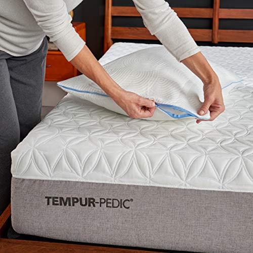 Tempur-Pedic Cool Luxury Mattress Protector, King, White & Cool Luxury Zippered Pillow Protector, King, White