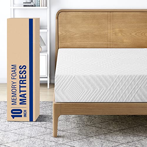 LIFERECORD 10 inch Queen Mattress in a Box, Gel Memory Foam Mattresses Made in USA for Queen Bed, Medium Feeling