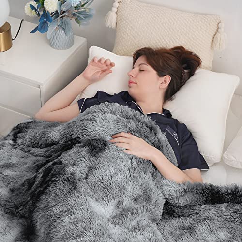 EASELAND Soft Faux Fur and Sherpa Shaggy Throw Blanket,Reversible Warm