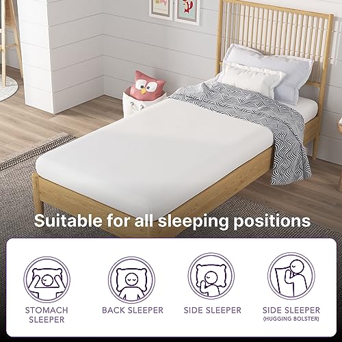 NapQueen 5 Inch, Twin Memory Foam White Mattress for Kids Room/Day-Trundle-Bunk Bed Mattress