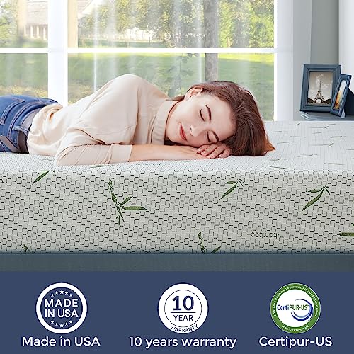 IULULU King Size Mattress in a Box, 8 Inch Gel Memory Foam Mattress with Bamboo Cover, Cooling Bed Mattress Made in USA, CertiPUR-US Certified White