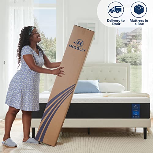 Molblly Twin Size Mattress, 10 Inch Cooling-Gel Memory Foam Mattress Bed in a Box, Cool Twin Bed Supportive & Pressure Relief with Breathable Soft Fabric Cover, Premium