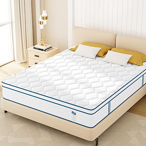 Maxzzz King Mattress in a Box, 12 Inch Euro Top Hybrid Mattress, Gel Memory Foam for Sleep Cool, Motion Isolating Individually Wrapped Coils, Firm Mattress for Back Pain Relief