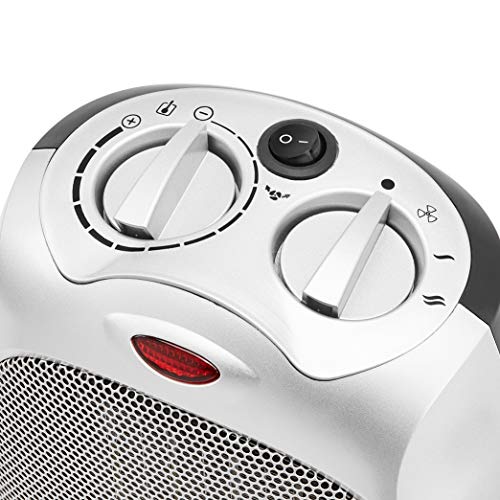 Amazon Basics 1500W Oscillating Ceramic Heater with Adjustable Thermostat, Silver