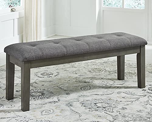 Signature Design by Ashley Hallanden Rustic Tufted Upholstered Dining Room Bench, Gray