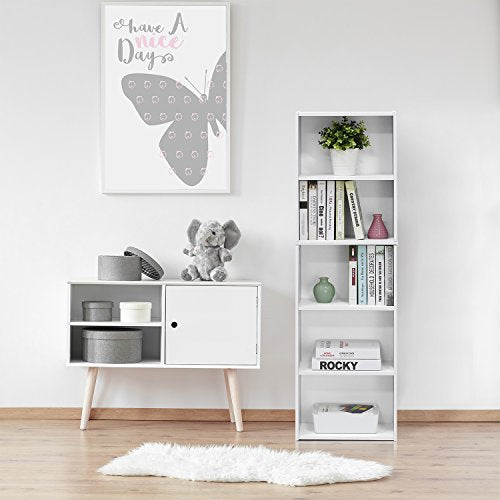 Furinno Luder Bookcase / Book / Storage , 5-Tier, White