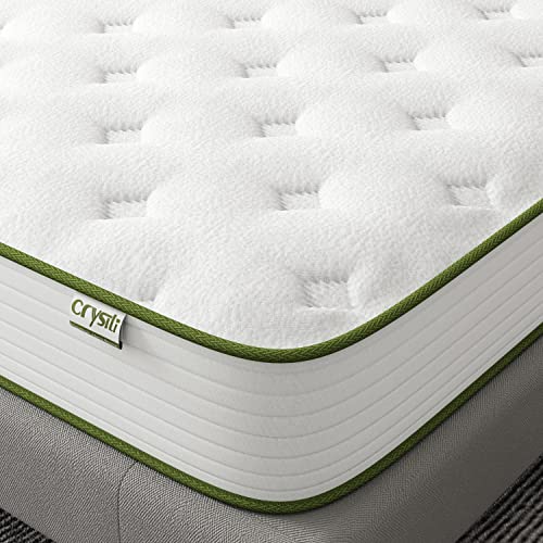Crystli Full Size Mattress 10 Inch Memory Foam Mattress Hybrid Bed Mattress with Wrapped Innersprings CertiPUR-US Certified Medium Firm Bed-in-a-Box Pressure Relieving Supportive Full Mattress