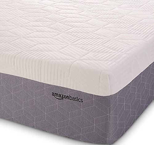Amazon Basics Cooling Gel Memory Foam Mattress, Medium-Firm, CertiPUR-US Certified, 12 inch, King Size, White/Gray