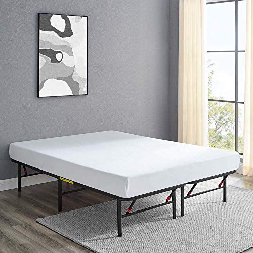 Amazon Basics Foldable Metal Platform Bed Frame with Tool Free Setup, 14 Inches High, Queen, Black