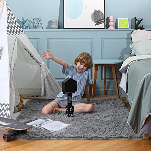 Ophanie Machine Washable Upgrade 4x5.3 Rugs for Bedroom, Black, Fluffy  Shaggy Soft Area Rug, Non-Slip Indoor Floor Carpet for Living Room, Kids  Boys