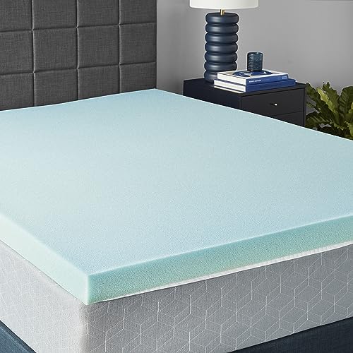Amazon Basics Cooling Gel-Infused Memory Foam Mattress Topper, CertiPUR-US Certified, 3 Inches(80 x 60 x 3 inches), Queen