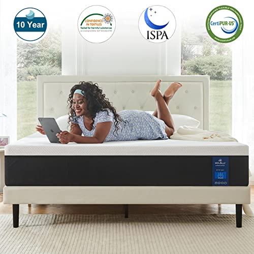 Molblly Full Size Mattress, 10 Inch Premium Cooling-Gel Memory Foam Mattress Bed in a Box, Full Bed Supportive & Pressure Relief with Breathable Soft Fabric Cover, Medium Firm