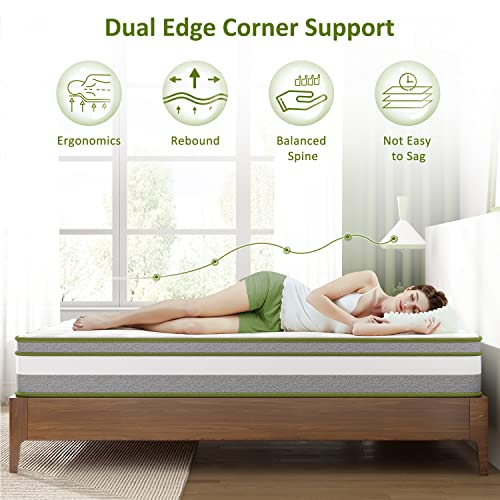 Full Mattress, Crystli 10 inch Double Size Mattress Hybrid Mattress Medium Firm with Memory Foam & Individually Wrapped Coils Innerspring Mattress for Body Support, CertiPUR-US Certified