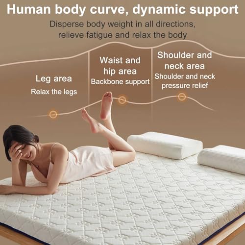 ZFHTAO Japanese Futon Floor Mattress Foldable Tatami Mattress, Roll Up Mattress Tatami Mat, Sleeping Pad for House Guest, Camping, Travel Twin Full Queen, White-Twin