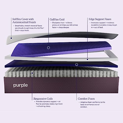 Purple Restore Mattress (Soft) – Twin XL, GelFlex Grid, Better Than Memory Foam, Temperature Neutral, Responsiveness, Breathability, Made in USA