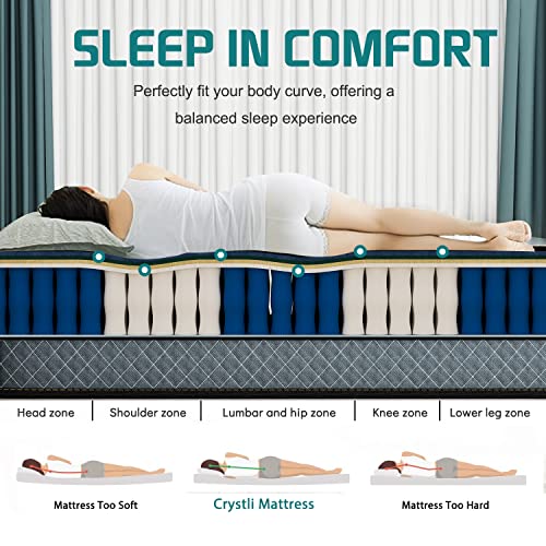 Crystli Full Mattress, 10 Inch Memory Foam Mattress with Innerspring Hybrid Mattress in a Box Pressure Relief & Supportive Full Size Mattress 100-Night Trial 10-Year Support