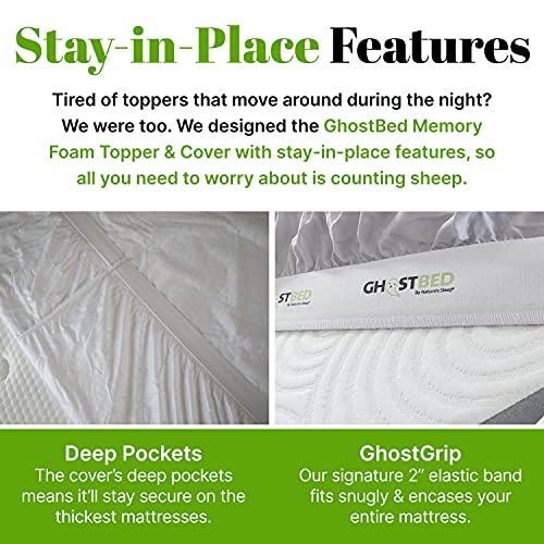 GhostBed 3 Inch Cooling Gel Memory Foam Mattress Topper - Waterproof Cover, Protector & Topper in One, California King