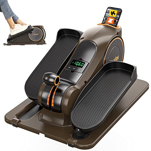 desk foot pedal Under Desk Elliptical, Fully Assembled, Manual Quiet Seated Elliptical, 8 Adjustable Resistance, Bluetooth Foot Pedal Exerciser, Under Desk Bike Pedal Exerciser, Exerciser for Seniors