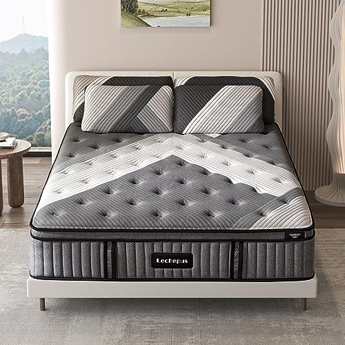Queen Mattresses, Lechepus 14 Inch Queen Plush Hybrid Mattress Bed in a Box, 5 Layer Memory Foam with Pocket Springs for Supportive & Pressure Relief with Soft Fabric,100 Nights Trial,60"*80"