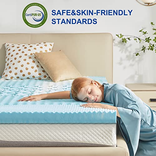 SINWEEK 2 Inch Memory Foam Mattress Topper Twin XL, Twin Extra Long Mattress Pads for College Dorm Single Bed, Pressure Relieve CertiPUR-US Certified, 39x80 Inches, Blue