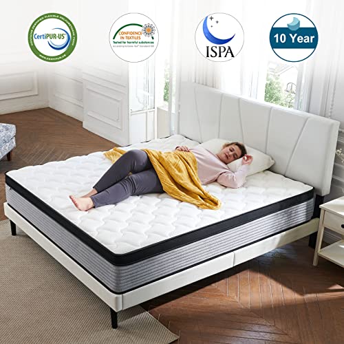 S SECRETLAND King Mattress, 14 Inch Hybrid Memory Foam Mattress and Individual Pocket Springs,King Bed in a Box with Pressure Relief and Cooler Cover,Medium Softer King Size