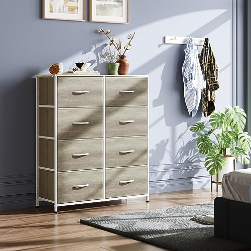 WLIVE Fabric Dresser for Bedroom, Tall Dresser with 8 Drawers, Storage WLIVE Fabric Dresser for Bedroom, Tall Dresser with 8 Drawers, Storage