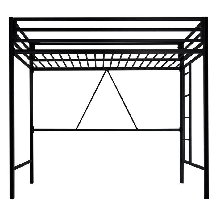SHA CERLIN Junior Loft Bed Twin Size, Heavy Duty Twin Bed Frame with Full-Length Guardrail & Removable Stairs, Noise-Free, Space-Saving, No Box Spring Needed, Black