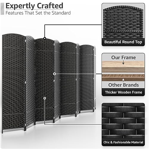 Sorbus 8 Panel Room Divider 6 ft. Tall - Privacy Screen, Extra Wide Double Hinged Panels, Mesh Hand-Woven Design, Partition Room Dividers and Folding Privacy Screens, Wall Divider for Room Separation