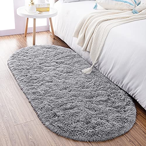 Noahas Ultra Soft Fluffy Bedroom Rugs Kids Room Carpet Modern Shaggy Area Rugs Home Decor 2.6' X 5.3', Grey