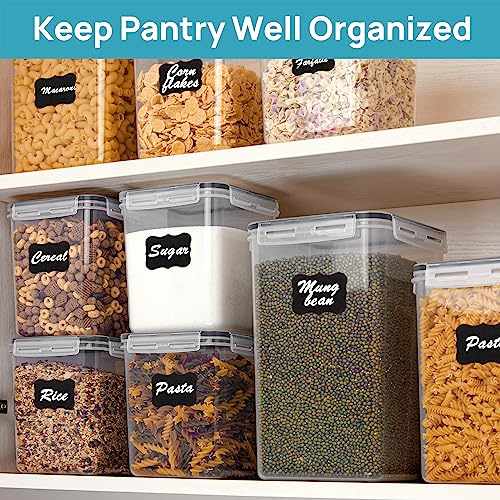 Vtopmart 10 PCS Flour and Sugar Storage Container, Large Airtight Food Storage Containers with Lids for Kitchen, Pantry Organization and Storage, BPA Free, Black