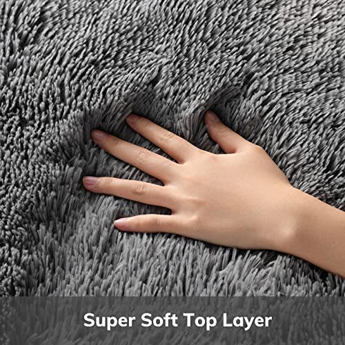 Ultra Soft Fluffy Area Rugs, 4x5.3 Feet, Gray